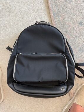Mercedes-Benz Black Men's Nylon Backpack with Front Pocket